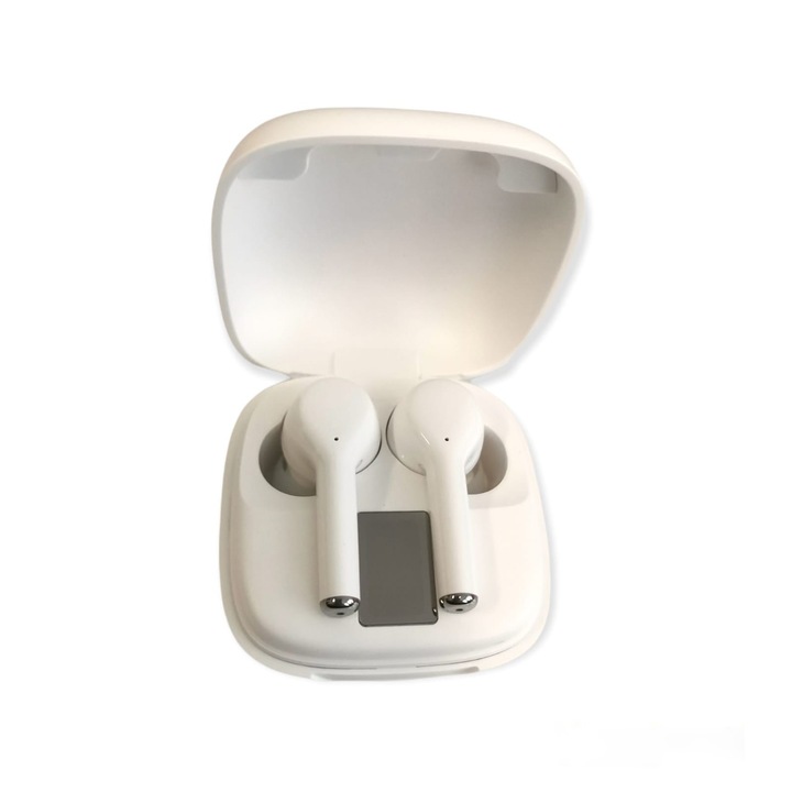 SIKS vezeték nélküli fülhallgató, Bluetooth 5.0, Kihangosított hívás, Töltőtok, Fehér