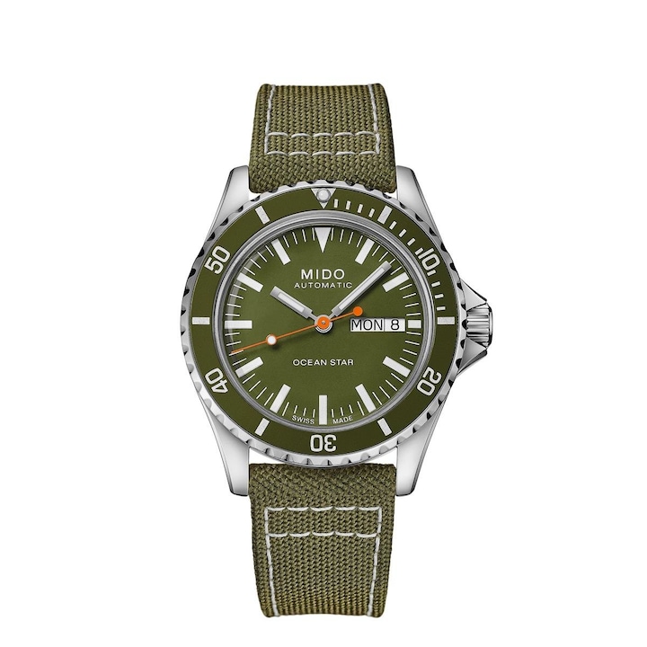 Мъжки часовник, Mido Ocean Star Tribute, текстил, 21 мм, зелен