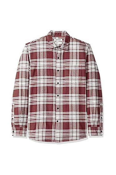 Camasa barbati, Goodthreads, Poliester, Maneca lunga, Carouri, Rosu/Alb, L