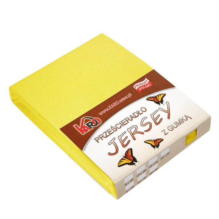 Cearceaf de pat, Karo, Bumbac, 200 x 200 cm, Galben