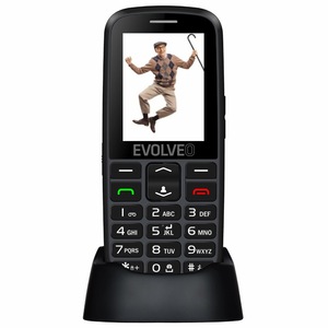 Telefon mobil EVOLVEO EasyPhone EG pentru seniori - Taste Mari, Ecran Color, Camera Foto, Buton Functie SOS, Radio FM, Bluetooth, Lanterna, Stand incarcare, Negru