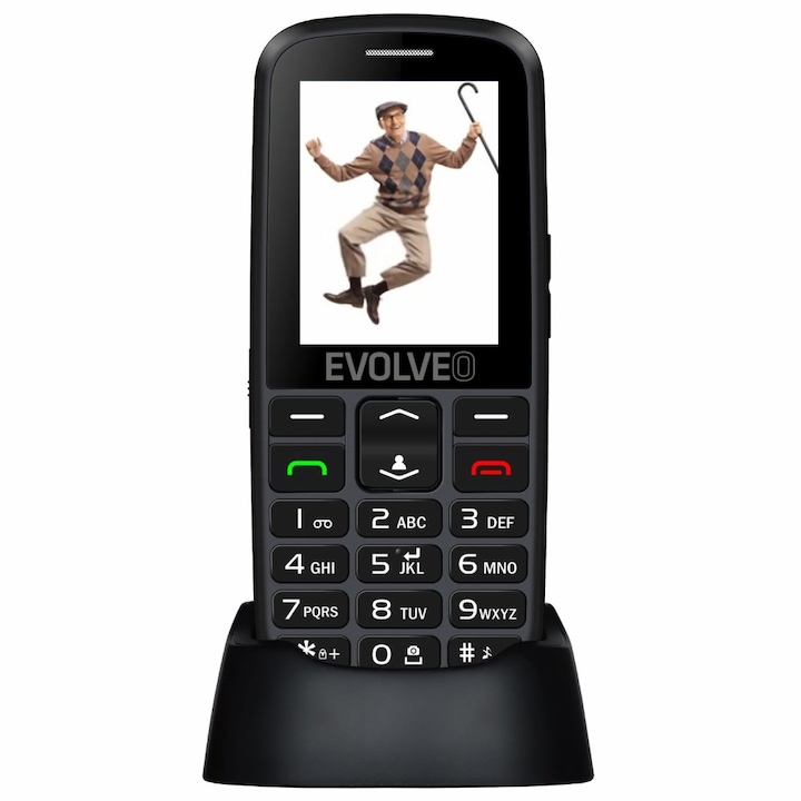 Telefon mobil pentru seniori, Evolveo, Easyphone EP-550, independent de card, Negru
