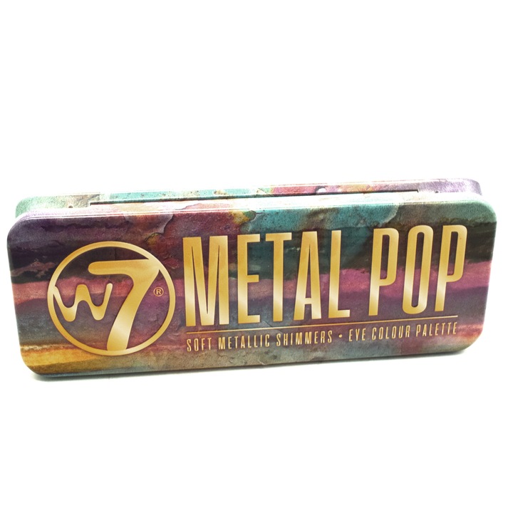 Палитра сенки за очи W7 Metal Pop Soft Metallic Shimmers, 12 цвята металик