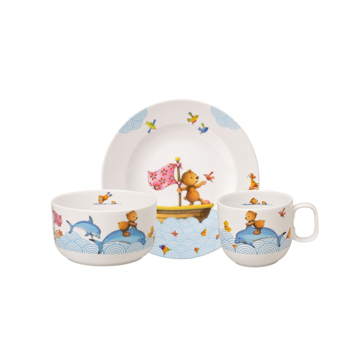 Set 3 piese servire pentru copii, Happy as a bear, portelan, multicolor Villeroy&Boch - 418288