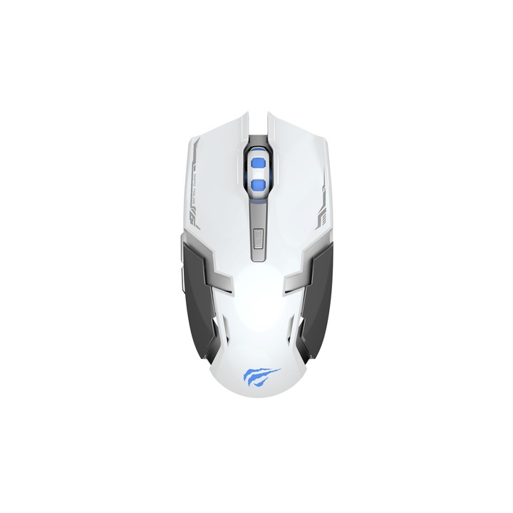 Безжична геймърска мишка Havit MS997GT, 800-1600 DPI, 2.4GHz, Бяла