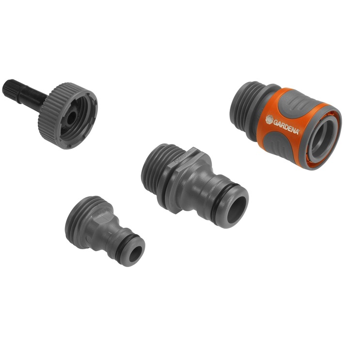 Set racord de scurgere, Gardena, Plastic, Gri