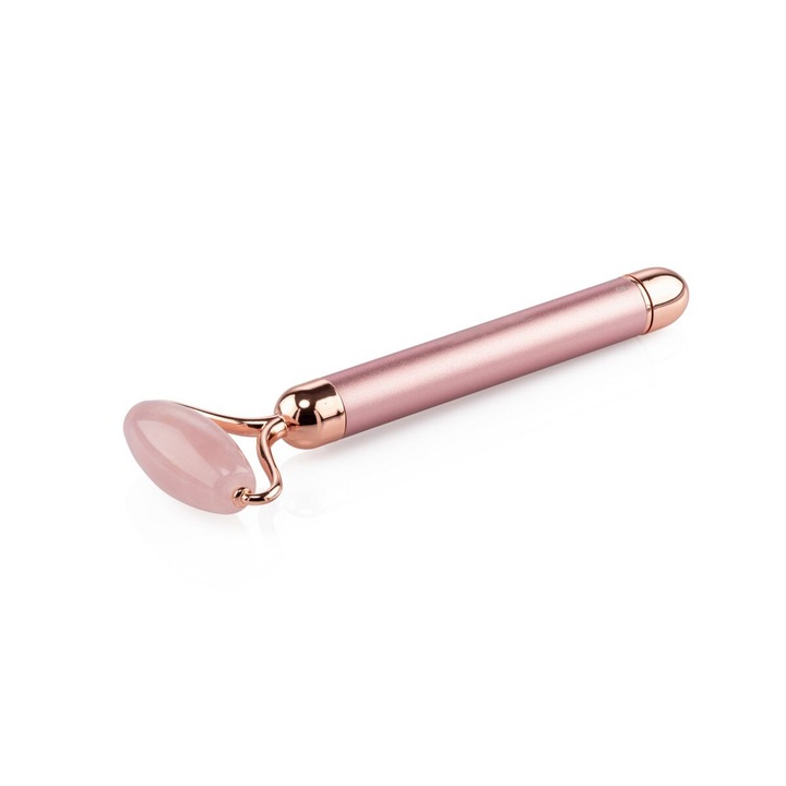 Нефритен валяк за масаж на лице и тяло с Deliny вибрации, Нефритов валяк, Естествен нефрит с функции против бръчки, Розов