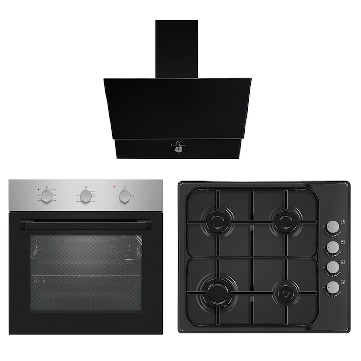 Cuptor electric incorporabil Luxell A68-SF3NA0BMT, 77 litri, 8 functii, Convectie, Timer, Negru