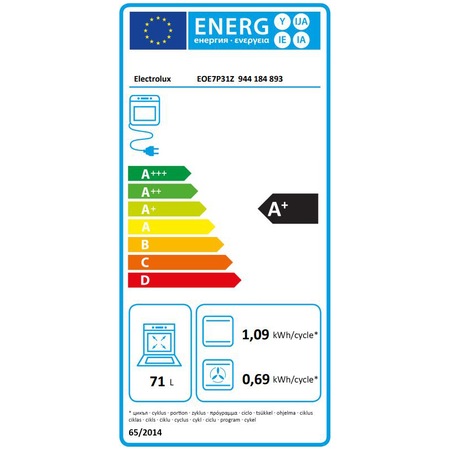Cuptor incorporabil Electrolux EOE7P31Z, Electric, 72 l, Multifunctional, Autorcuratare pirolitica, Control touch, Convectie, Afisaj digital, Senzor gatire, Grill, Clasa A+, Negru
