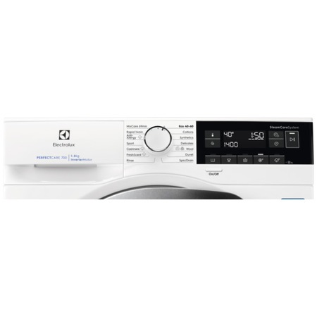 Masina de spalat rufe cu incarcare frontala Electrolux EW7F348AW, 8 kg, 1400 rpm, Clasa A, Wi-Fi, Motor Inverter cu MagnetPermanent, Control touch, sistem UltraCare+, SteamCare+, SensiCare+, FreshScent, Alb