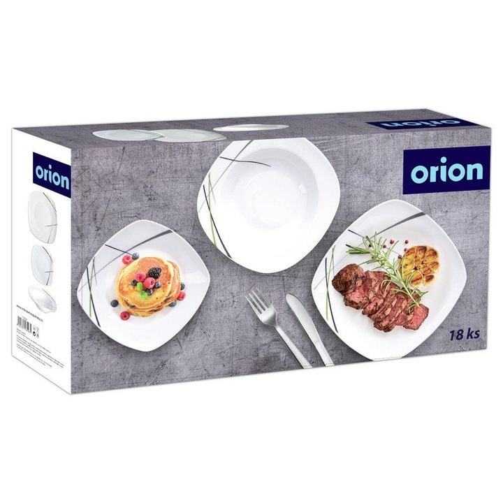 Сервиз за маса 18 части Орион, Порцелан, Бял