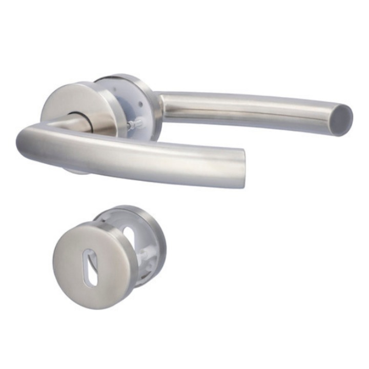 Set maner usa interior si rozeta, Kingston II, din otel inoxidabil, argintiu