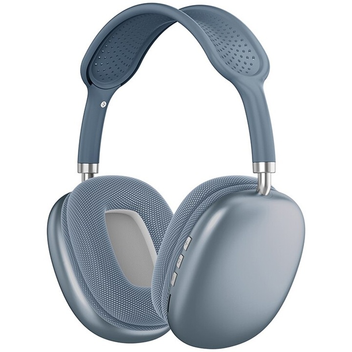 Casti audio wireless NYTRO P9, Bluetooth 5.0, Over-Ear, 40mm, Microfon, AUX, Radio FM, Blue