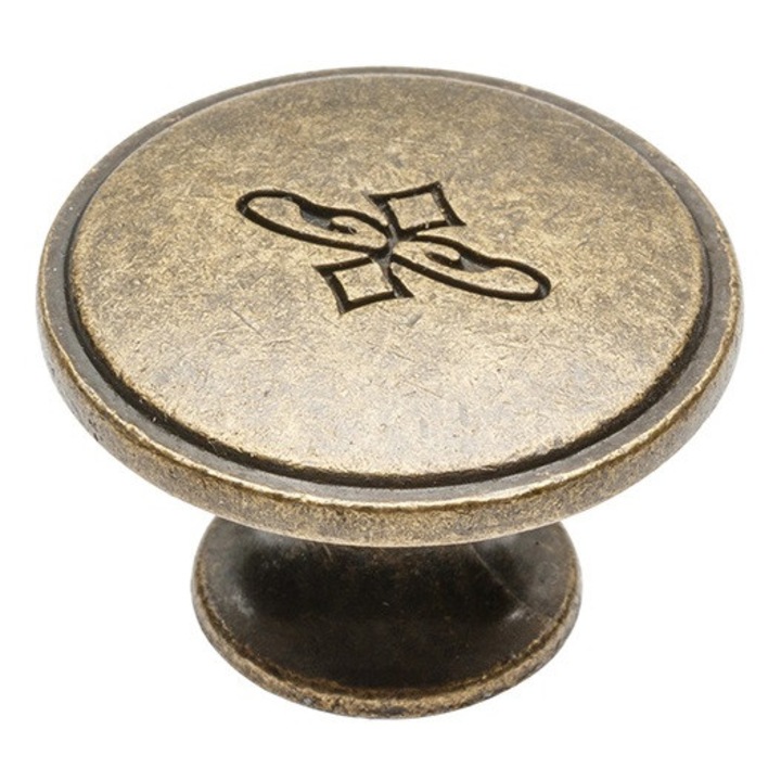 Buton pentru mobila Olbia, finisaj alama antichizata, D23 mm