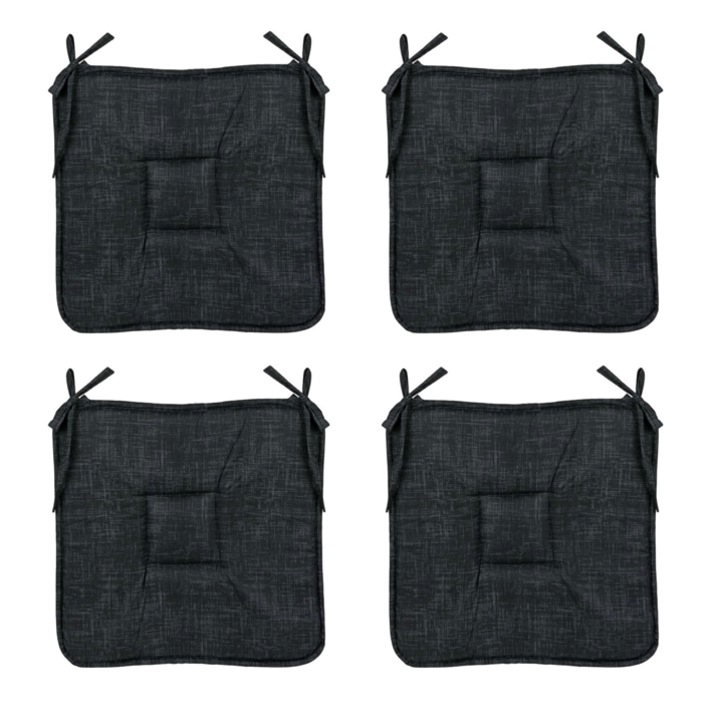 Комплект от 4 възглавници за сядане, черни, 39 х 39 см