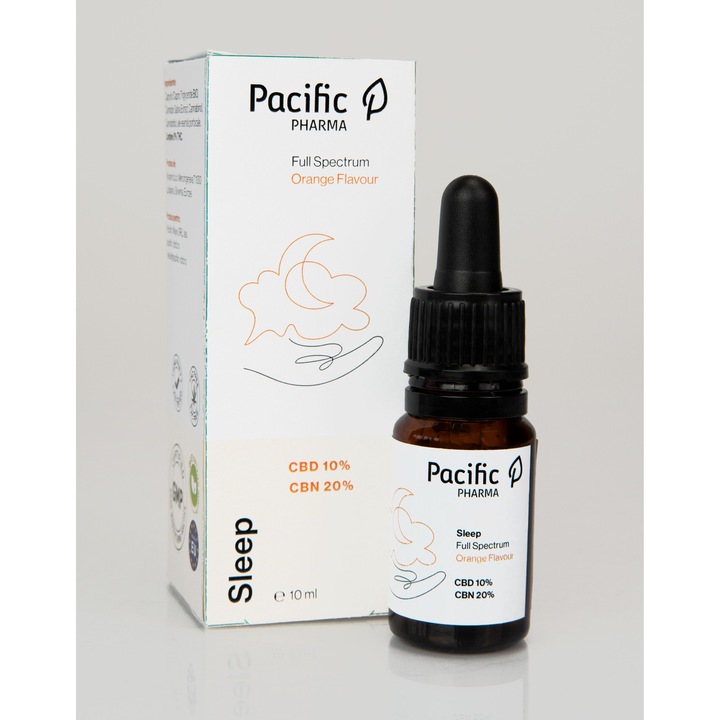 Ulei CBD, Pacific, Premium, Sleep, 10% CBD, 20% CBN, Aroma Naturala de Portocale, 10 mL, GMP