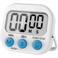 Timer digital MMHX-8500397, display LCD cu cifre mari, functie cronometru si numaratoare inversa, alarma puternica, magnetic si suport pliabil, alb/albastru