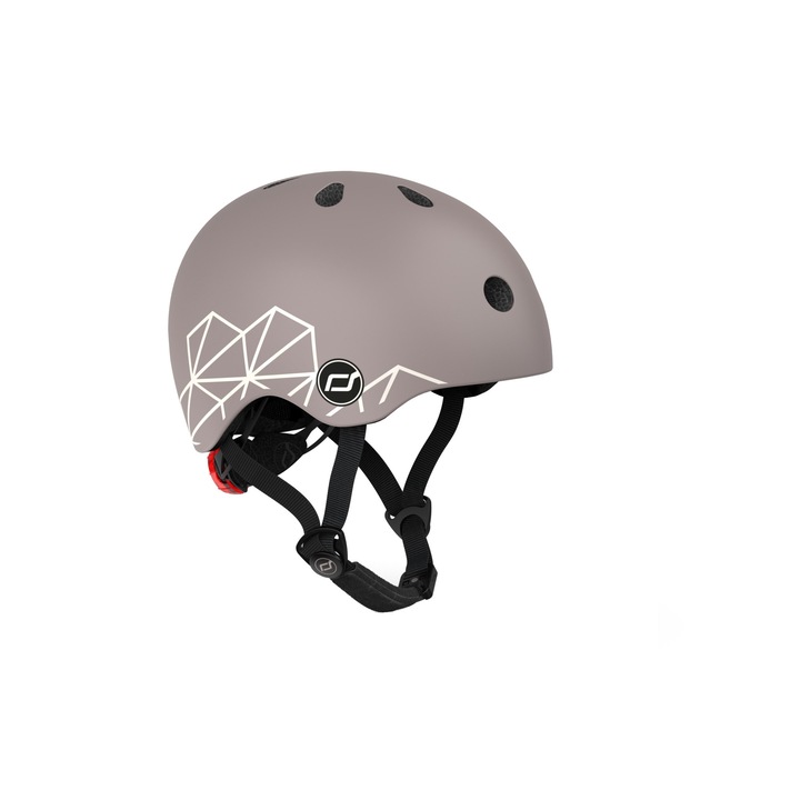 Casca de protectie pentru copii, sistem de reglare magnetic cu led, XXS-S, 45-51 cm, 1 an+, Brown Lines, Scoot & Ride