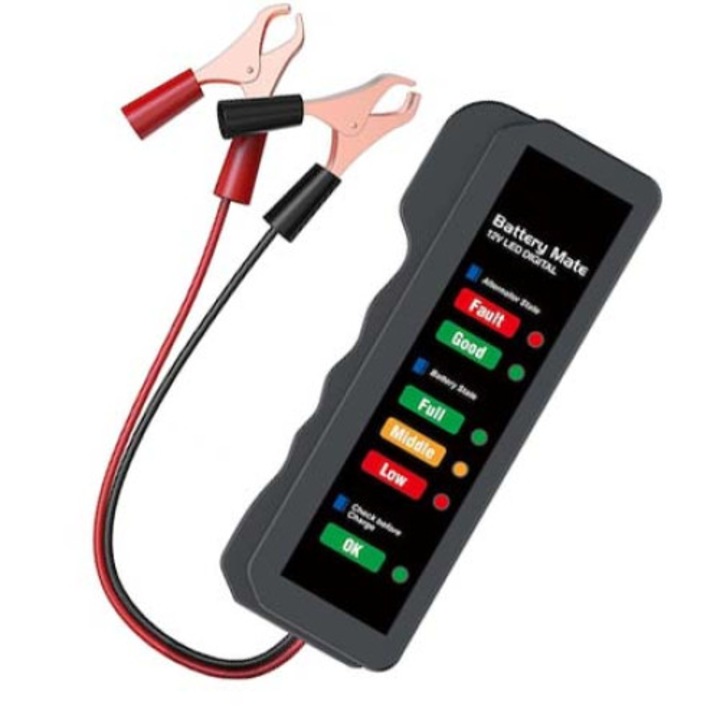 Тестер за автомобилни батерии и акумулатори, LED дисплей за диагностика, напрежение 12 V, Dalimag