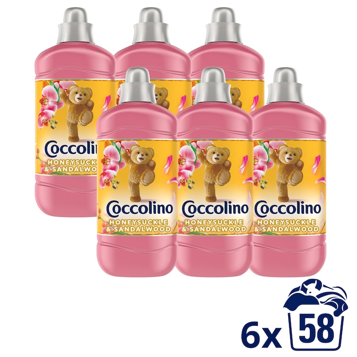 COCCOLINO Honeysuckle & Sandalwood öblítő, 6x58 mosás, 6x1450ml