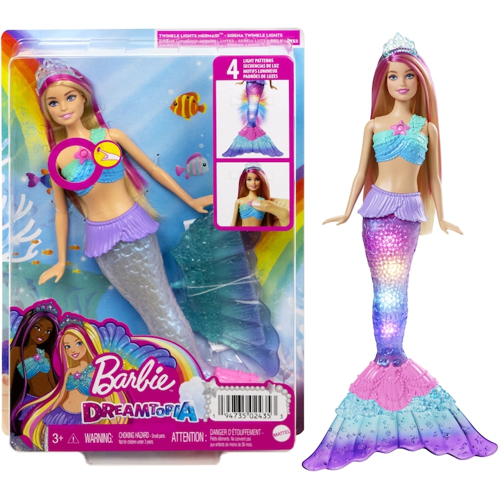 Barbie Dreamtopia baba, sellő, fényekkel