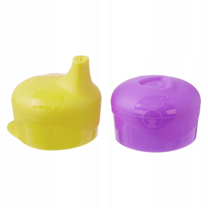 Комплект от 2 капака за чаши, Силикон, Жълт/Лилав