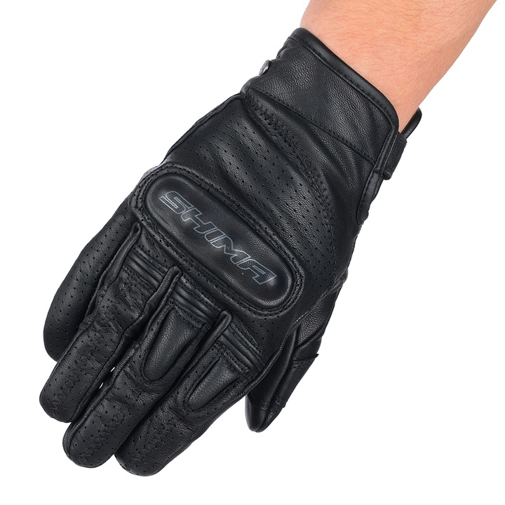 Női Motoros kesztyű, Shima Caliber, Bőr, Rövid, Fekete, XS
