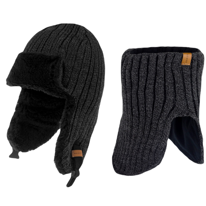 Set tricotat cu caciula si fular, Nandy, gri inchis, marime universala, ZEST-UG-14055-C-SZ-M