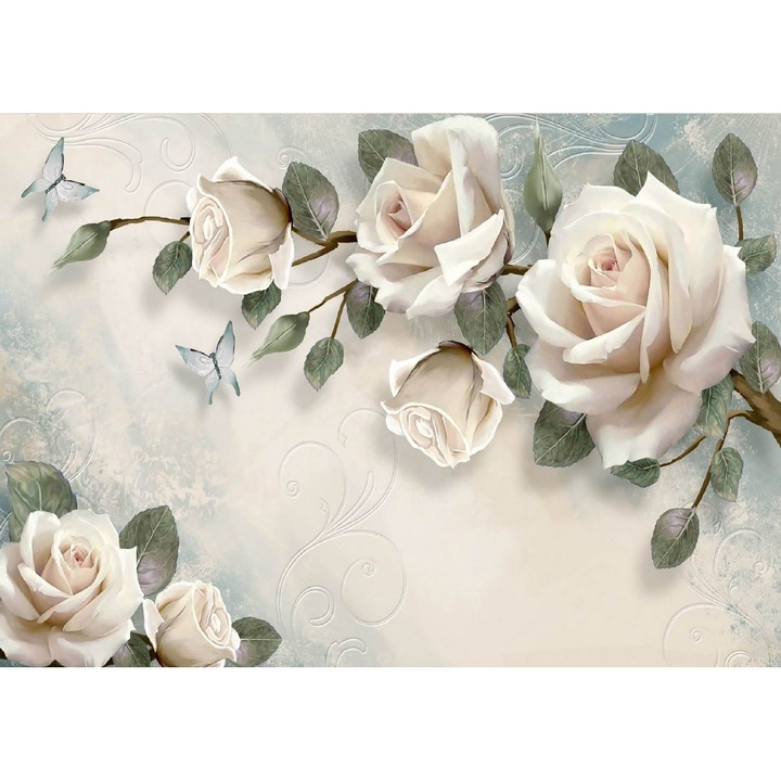 Fototapet 3d fara imbinari H240cmxL370cm Paint roses