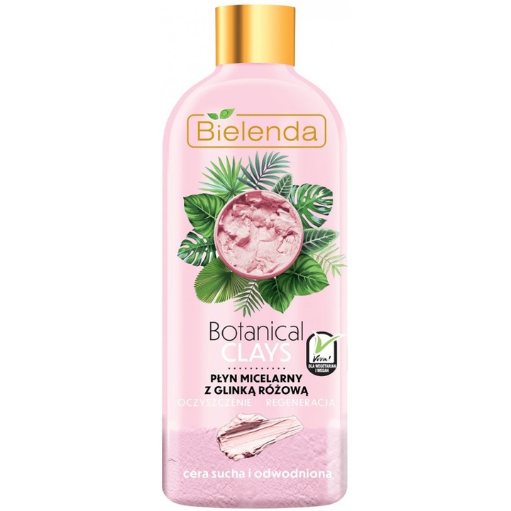 Lotiune micelara vegana cu argila roz Bielenda Botanical Clays, 500 ml