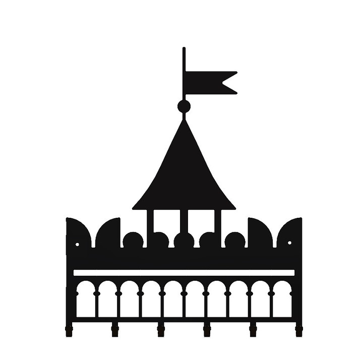 Закачалка за ключове SCUT PROTECTION SRL Замък, 6 куки, 25 x 30см, Черен