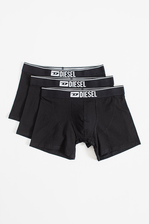 Diesel, Set de boxeri cu logo - 3 perechi, Negru