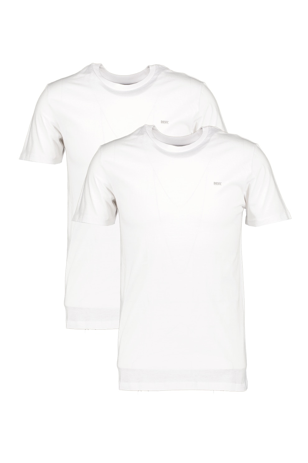 Diesel, Set de tricouri de casa cu decolteu la baza gatului si logo discret - 2 piese, Alb, 2XL