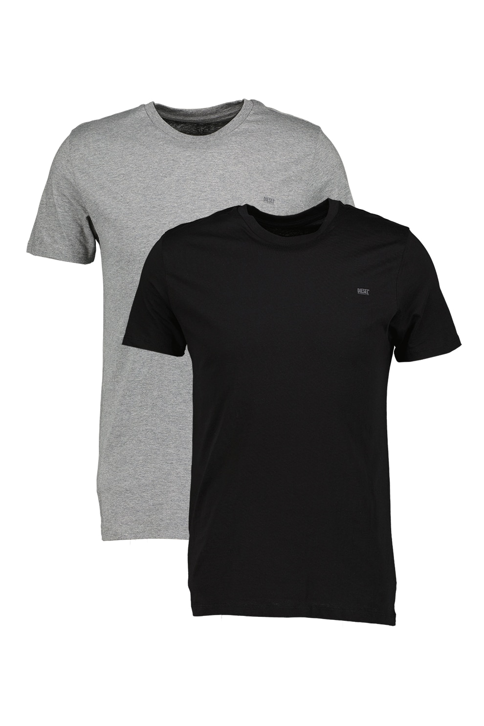 Diesel, Set de tricouri de casa cu decolteu la baza gatului si logo discret - 2 piese, Gri, 2XL