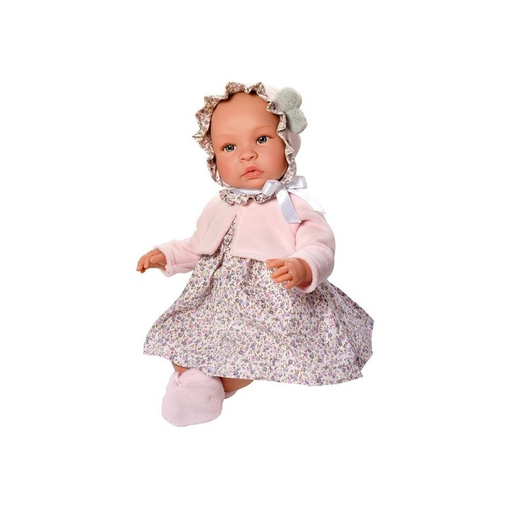 Papusa bebelus Asi Dolls Leonora Doll In Rose Dress With Little Flowers, 46 Cm