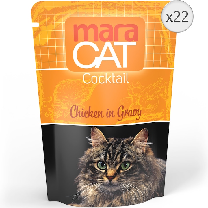 Hrana umeda pentru pisici Maracat Cocktail Chicken in Gravy, 22x100g
