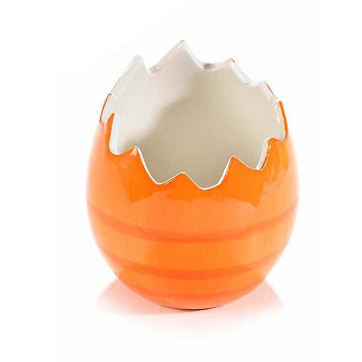Ou decorativ din ceramica portocalie 11x12 cm