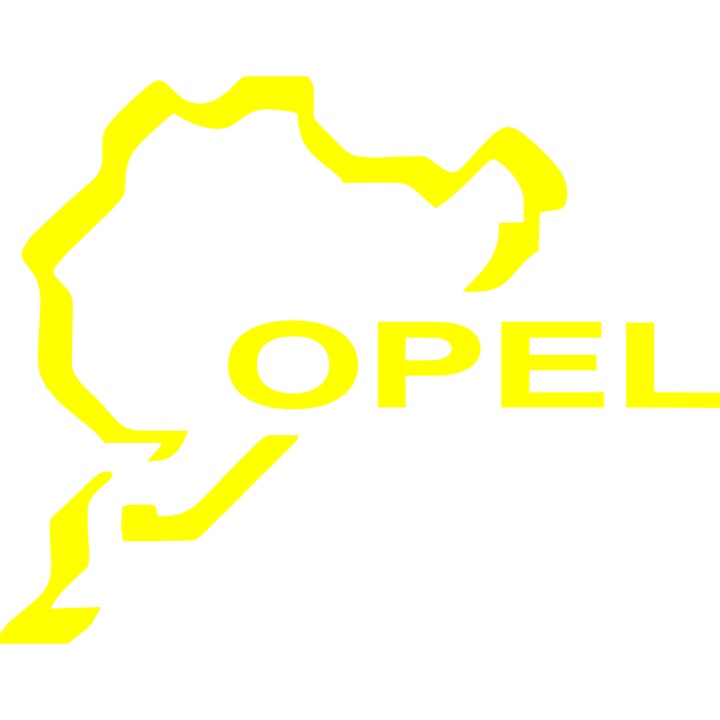 Sticker decorativ auto "Opel circuit'', 16x12,5cm, Galben