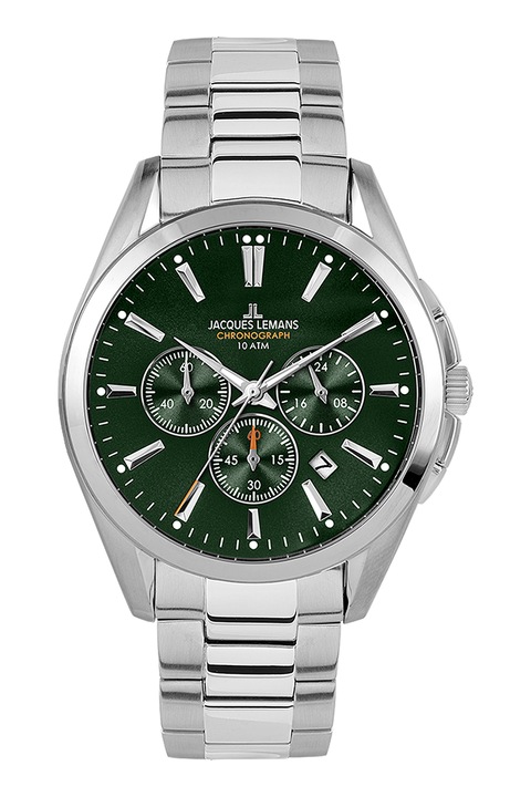 Jacques Lemans, Ceas quartz cronograf de otel inoxidabil, Argintiu
