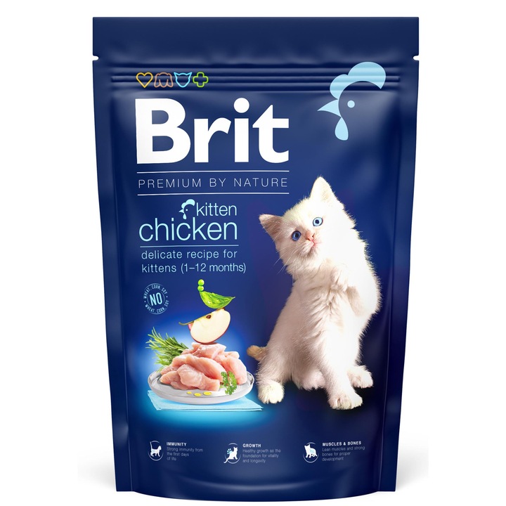 Hrana uscata pentru pisici Brit Premium By Nature Kitten, Chicken, 1.5Kg