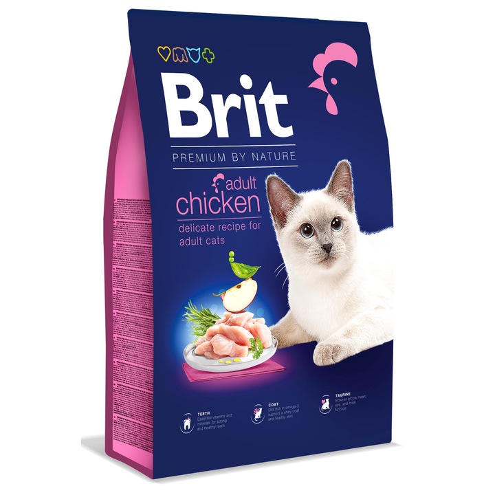 Hrana uscata pentru pisici Brit Premium By Nature Adult, Chicken, 8Kg