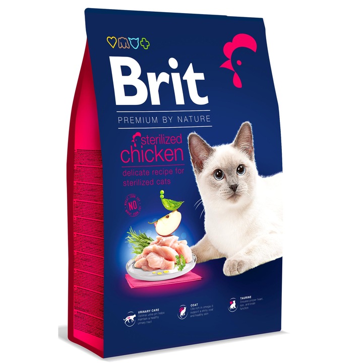 Hrana uscata pentru pisici Brit Premium By Nature Sterilized, Chicken, 8Kg