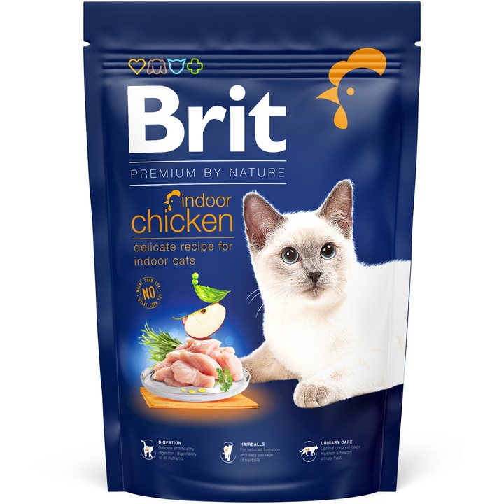 Hrana uscata pentru pisici Brit Premium By Nature Indoor, Chicken, 1.5Kg