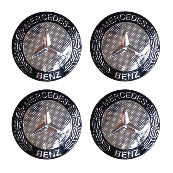 Black Mercedes Lapos matrica készlet, 4 db-os, öntapadós, 56 mm, alufelnihez