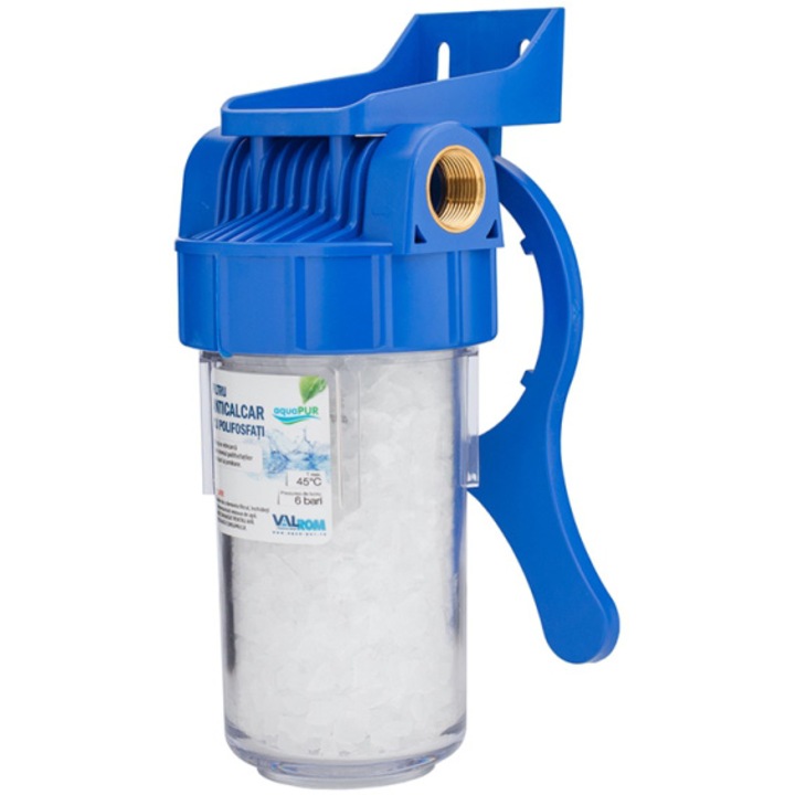 Kit filtru anticalcar cu polifosfati AquaPUR, 7", protectie masina spalat, centrala, boiler