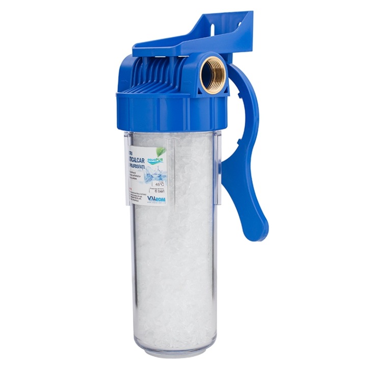 Kit filtru anticalcar cu polifosfati AquaPUR, 10", protectie masina spalat, centrala, boiler