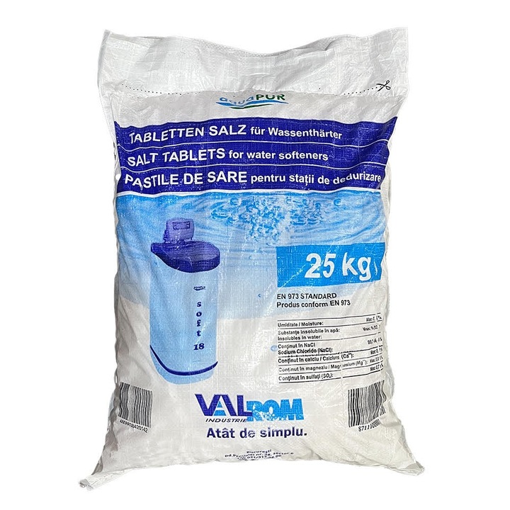 Pastile sare AquaPUR, pentru statii dedurizare (dedurizatoare), min.99.5 NaCl, 25 KG