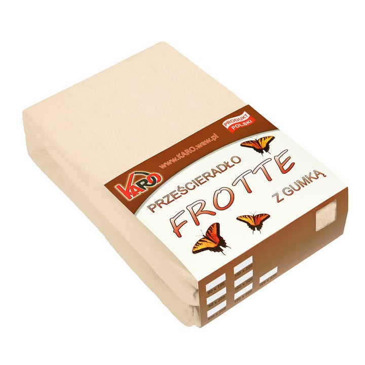 Cearceaf cu banda elastica Karo, Frotir, 200x200cm, Bej deschis