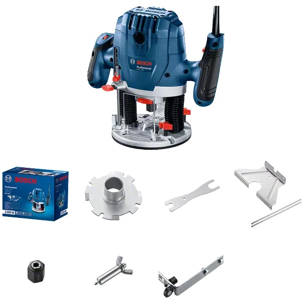 Masina de frezat Bosch Professional 06016B7000, 1300 W, 11.000-28.000 RPM, 6-8 mm sistem prindere, accesorii incluse