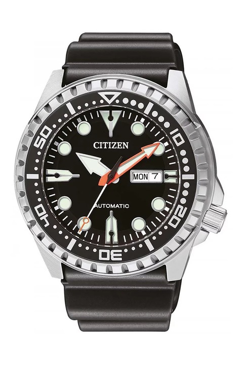 Citizen, Автоматичен часовник с гумена каишка, Черен